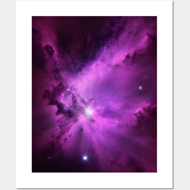 Bright Purple Nebula Space & Stars Wall Art by VersoDigitalDesign